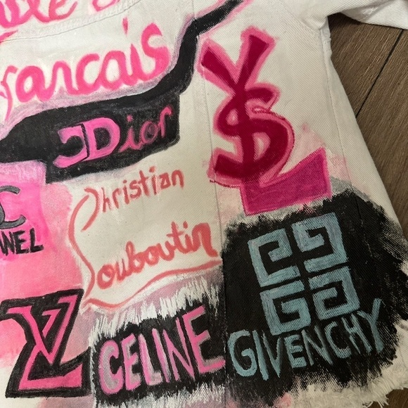 Custom painted white denim size medium Jean jacket “ - Picture 13 of 15